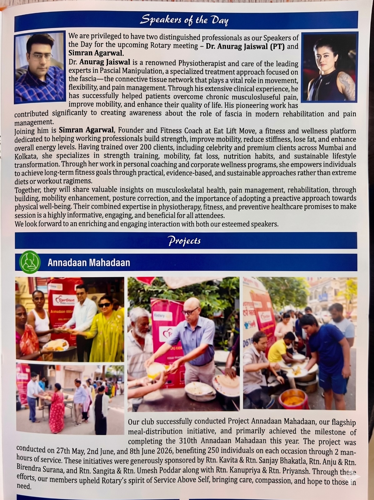 Simran at Rotary Club Calcutta Mahanagar workshop
